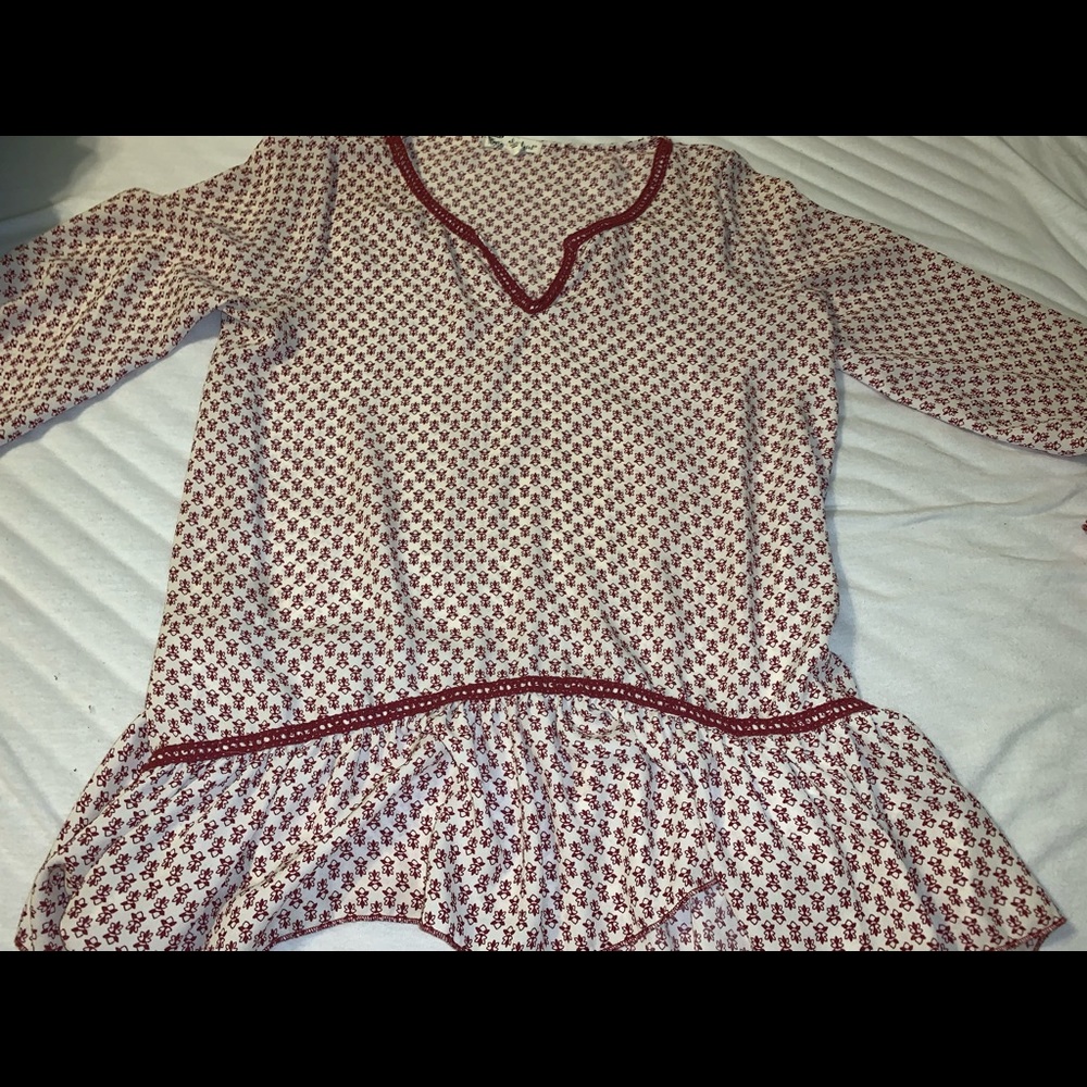 Red and White Blouse